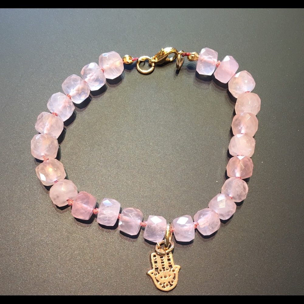 Rose Quartz Hand knotted Bracelet